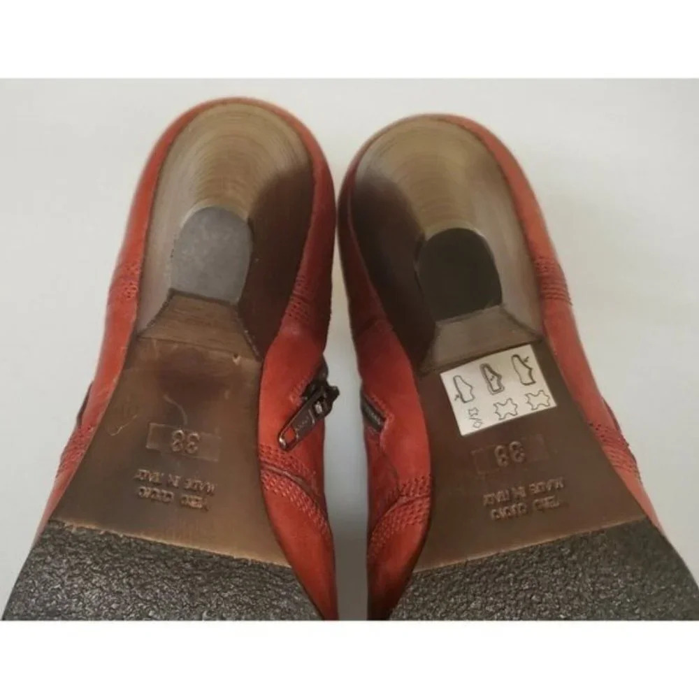 Gidigio "Patriot" Red Leather Bootie / Ankle Boots Size 38 US 7 Italy NWOB - Picture 9 of 12